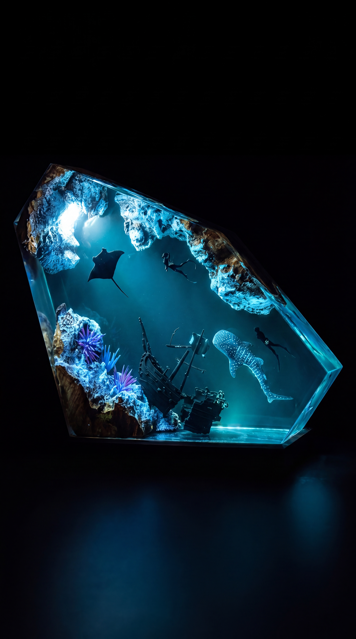Ocean Reef Resin Lamp | Handmade Glowing Art